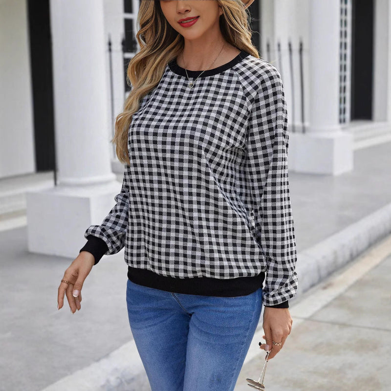 Japanese Sweet Plaid Pullover Long Sleeve Sweater