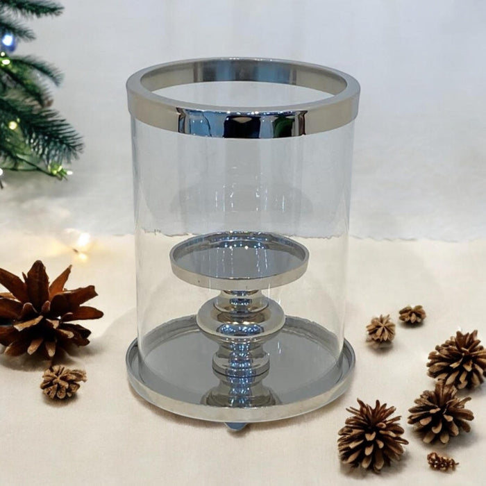 22CM NICKEL PLATED HURRICANE CANDLE HOLDER
