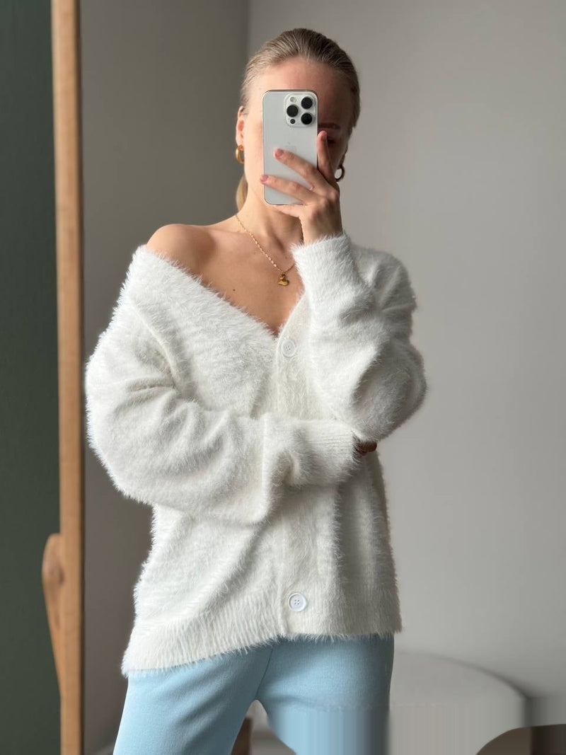 Loose V-neck Mink-like Top Soft And Thickened