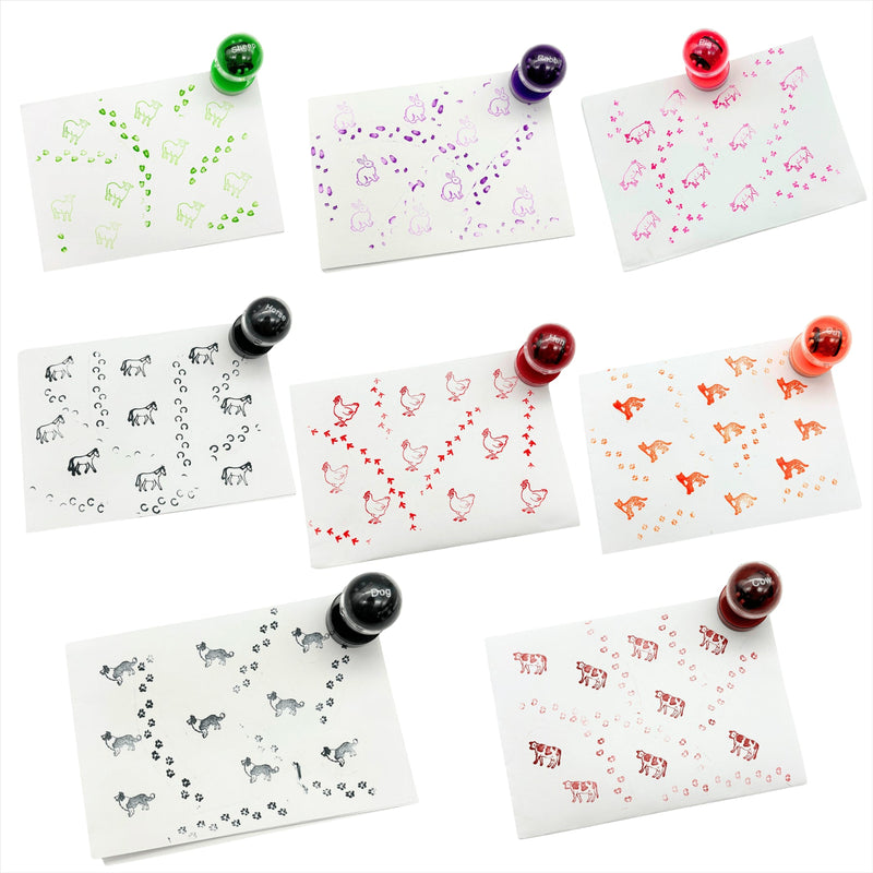 Double Sided Self Inking Farm Animal Stamper with Roller (single)