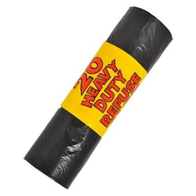 Heavy duty black refuse sacks 20 pack