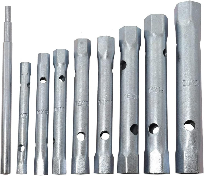 8pc Tubular Box Spanner Set 6mm–22mm with Tommy Bar