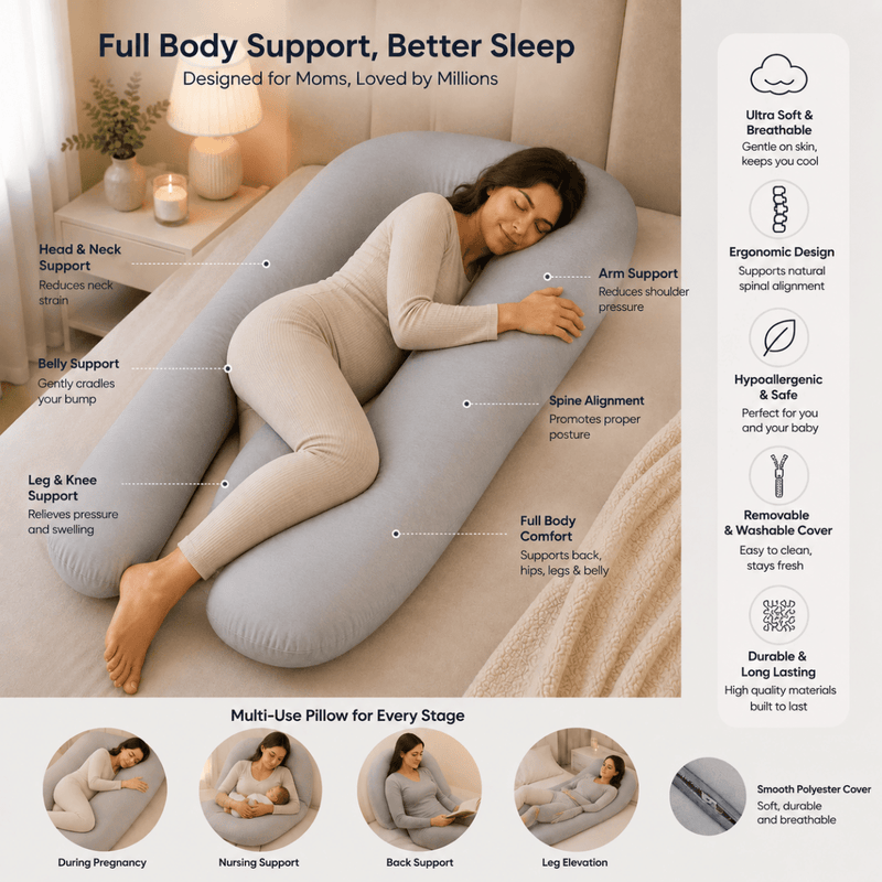 9 Ft Maternity Pillow And Case - Cream