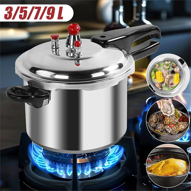 9L Aluminium Pressure Cooker – Large Capacity Stovetop Pressure Cooker with Safety Valves & Cool-Touch Handles – Family Size