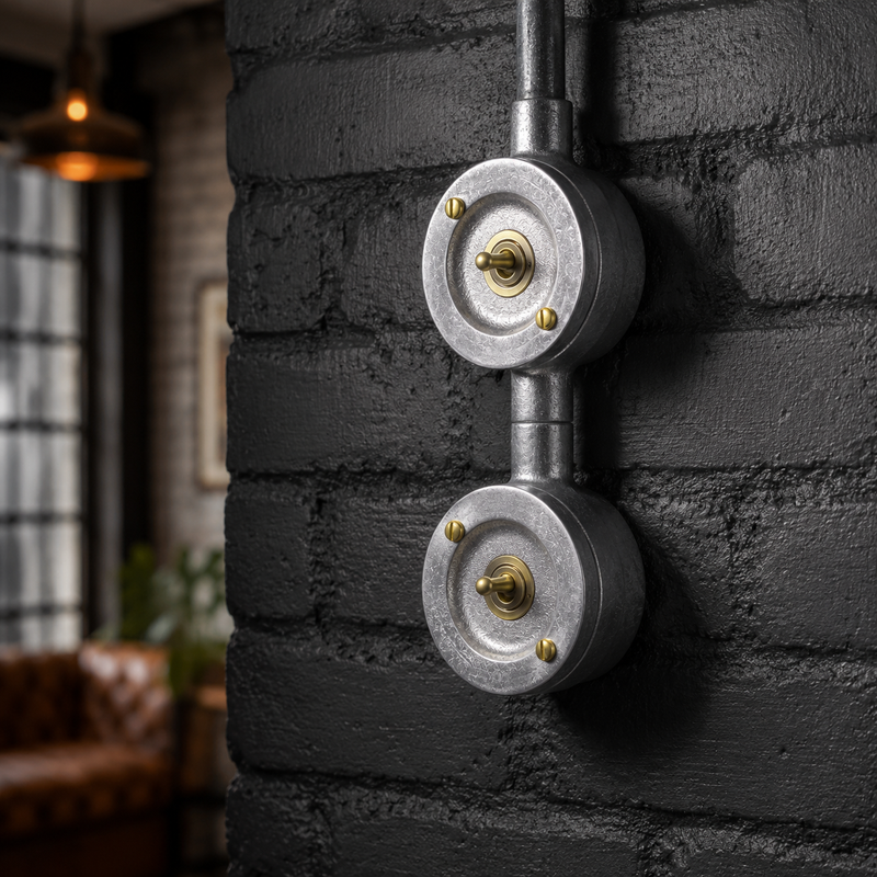 Double Gang Solid Cast Conduit Metal Light Switch Industrial 2 Way