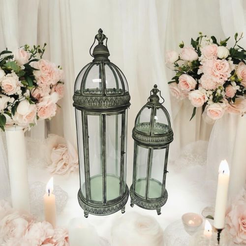 90/71CM SET 2 METAL GARDEN LANTERNS - InStock