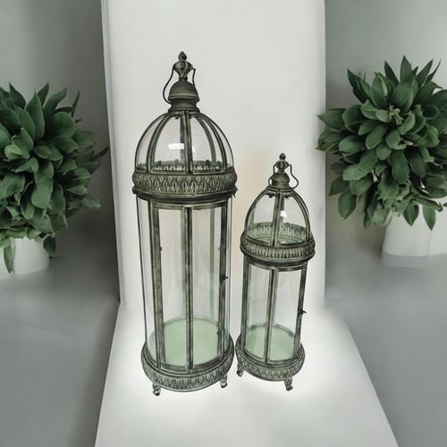 90/71CM SET 2 METAL GARDEN LANTERNS - InStock