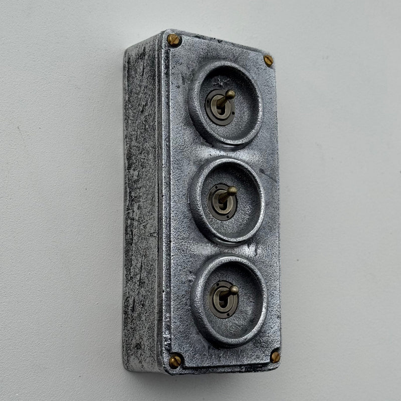 3 Gang 2 Way Solid Cast Metal Toggle Light Switch