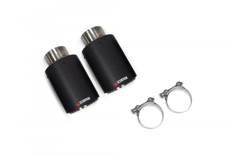 SCORPION EXHAUSTS - REPLACEMENT CARBON ASCARI TIPS FOR SCORPION EXHAUST - TWIN 90MM