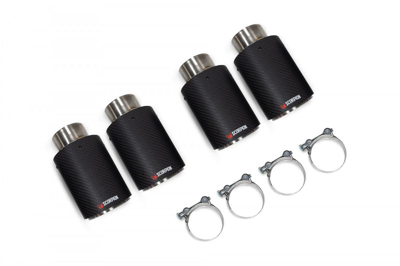 SCORPION EXHAUSTS - REPLACEMENT CARBON ASCARI TIPS FOR SCORPION EXHAUST - QUAD (X4) 90MM