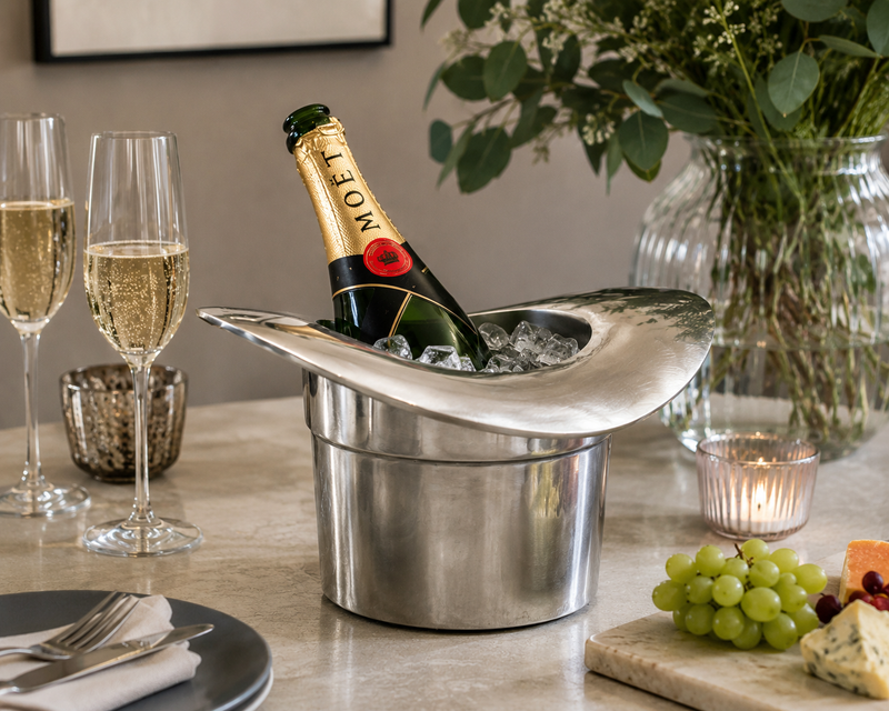 Top Hat ~ Solid Cast Champagne Ice Bucket - Wine Cooler