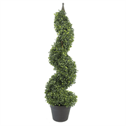 90cm (3ft) Tall Artificial Boxwood Tower Tree Topiary Spiral Metal Top - InStock