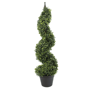 90cm (3ft) Tall Artificial Boxwood Tower Tree Topiary Spiral Metal Top - InStock