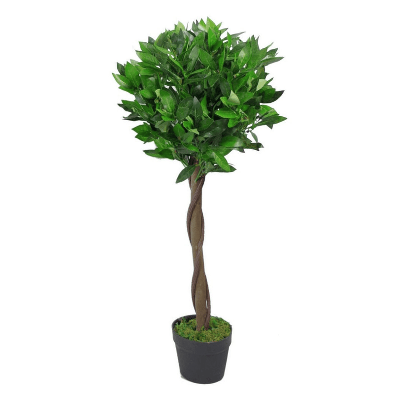 90cm Leaf Design UK Artificial Realistic Bay Laurel Topiary Ball Tree - InStock