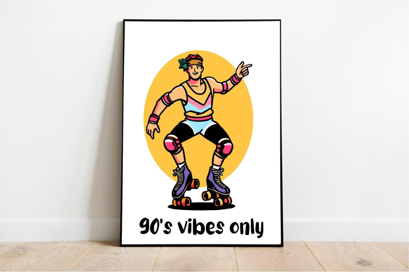 90s Vibes Only – Retro Roller Skater Art Print