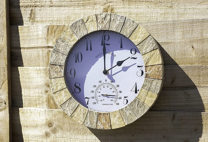 25cm Stonegate Garden Wall Clock & Thermometer