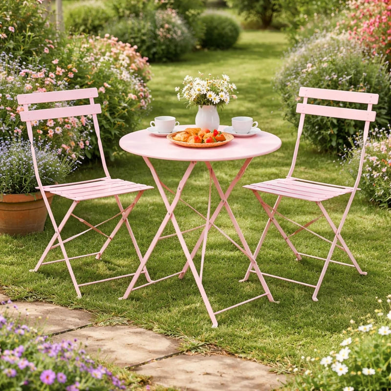 Pink 3-Piece Outdoor Bistro Set