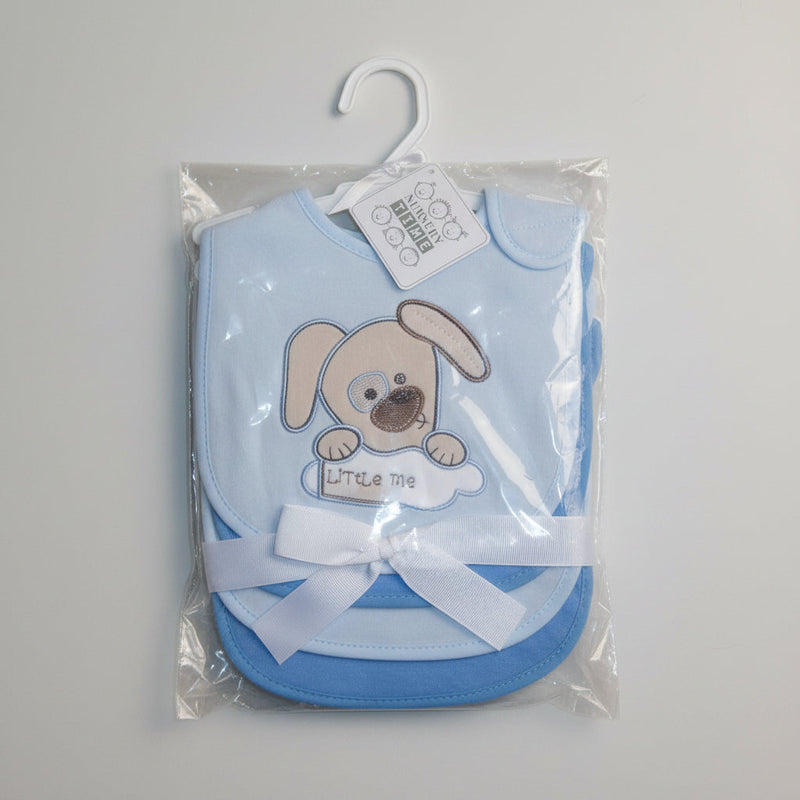 nursery time bib set one pattern 3plain 4piece set blue