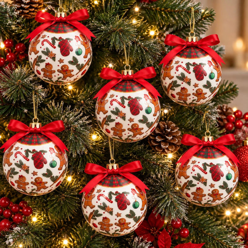 6 Pack Gingerbread Christmas Baubles Tree Decorations