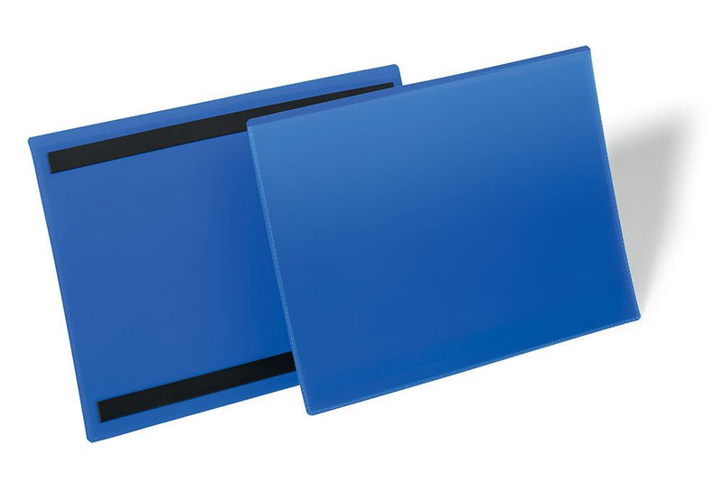 Durable Magnetic Ticket Label Holder Document Pockets | 50 Pack | A4 Blue