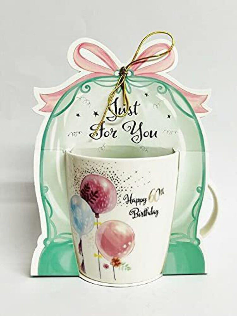 BIRTHDAY BALLOON DISPLAY MUG GIFT PRESENT mug   60th
