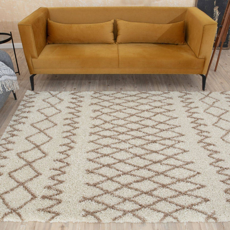 Moroccan Ivory Beige Shaggy Rug | 930