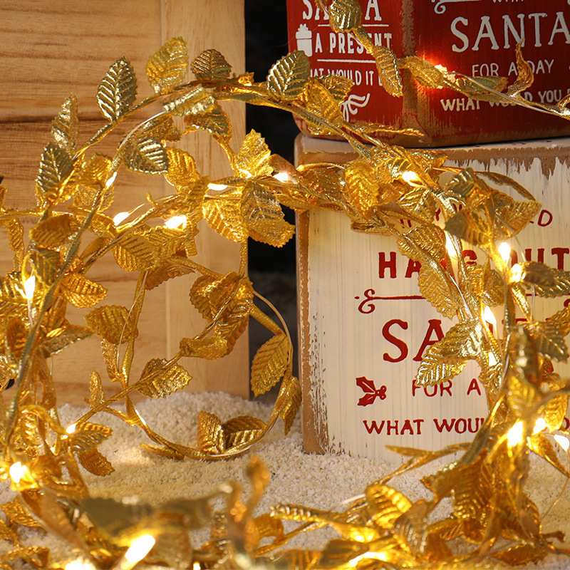 String LED Lights- Gold Leaf Design