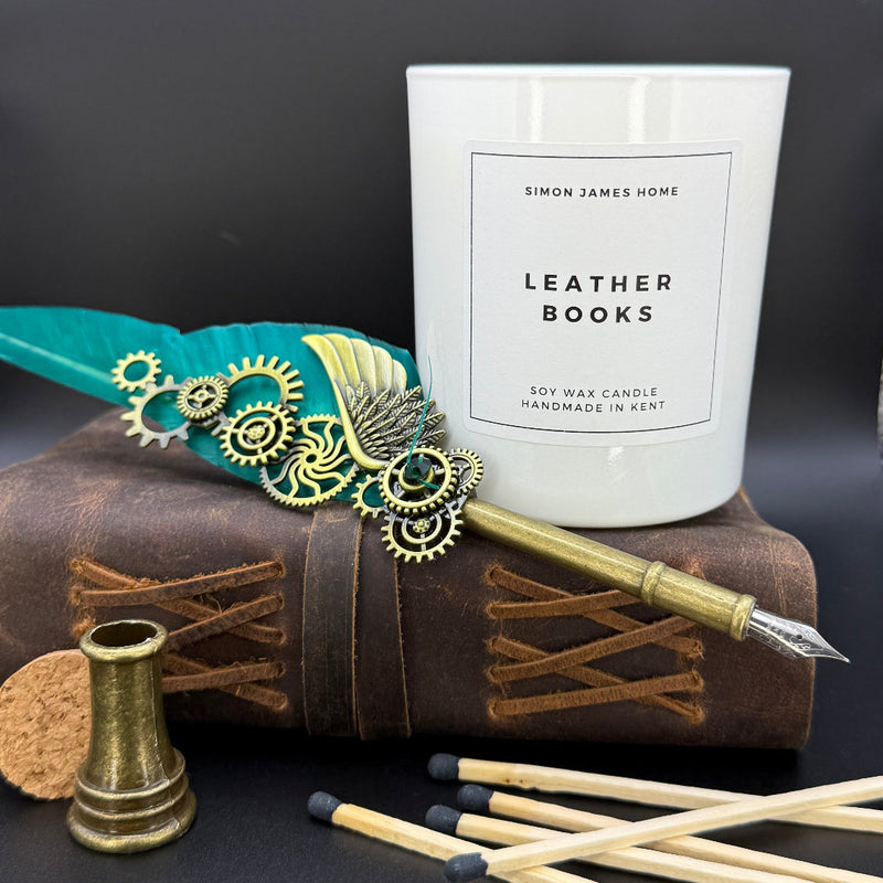Leather Books Candle - Handmade Soy Wax