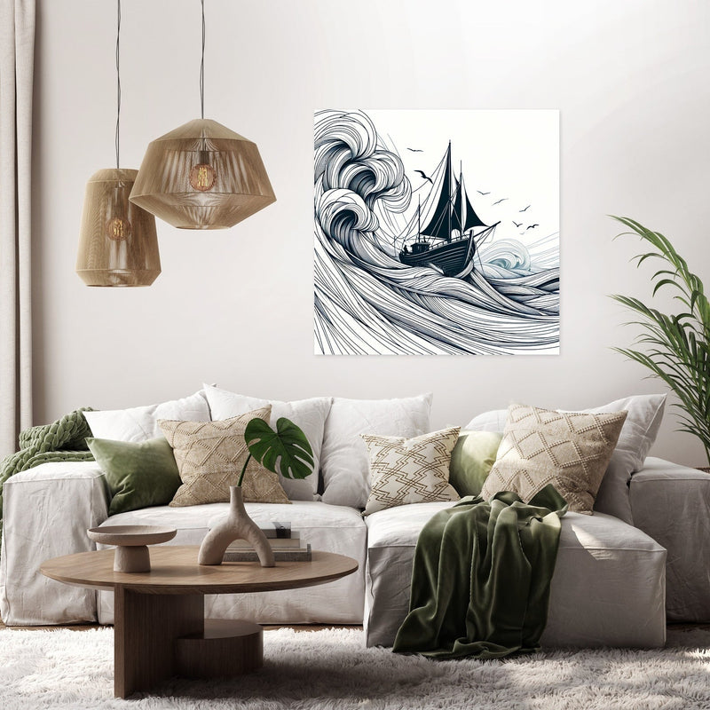 Resilient Waves Sketch Canvas