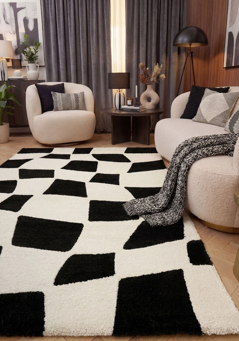 Joli Checkered Black & White Rug