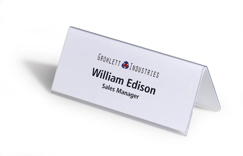 Durable Clear Plastic Table Place Name Holders and Inserts | 25 Pack | 61x150mm