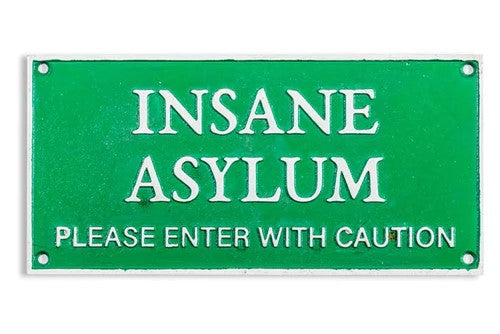 27CM CAST IRON INSANE ASYLUM WALL PLAQUE