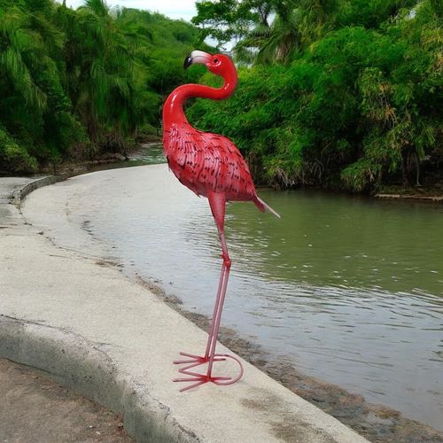 94CM PINK METAL FLAMINGO - InStock