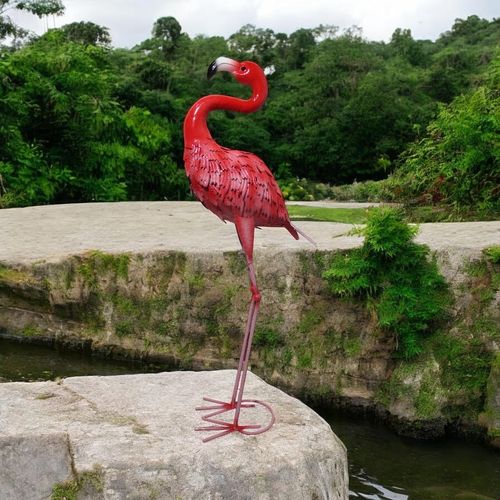 94CM PINK METAL FLAMINGO - InStock