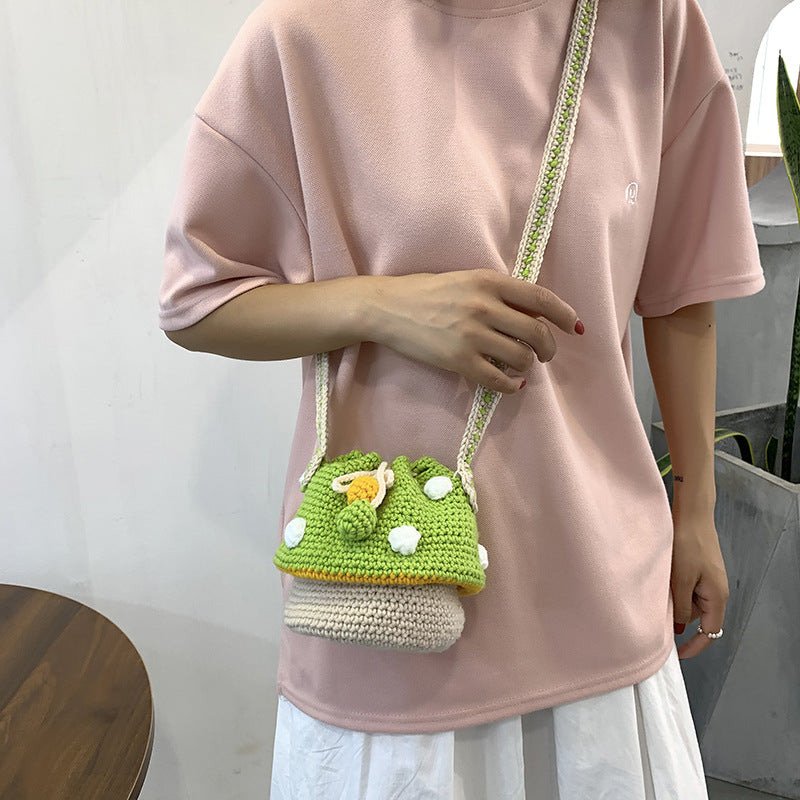 Handmade Wool Woven Mushroom Bag