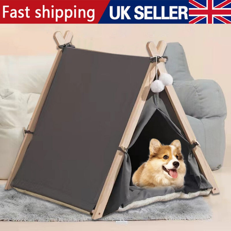 Large Pet Teepee Bed Dog/Puppy/Cat/Kitten Igloo Play Tent Tipi House Cushion Mat