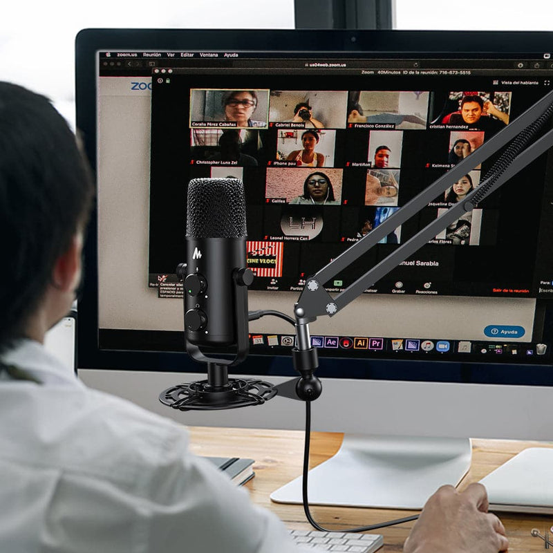 Maono USB-C Desktop Condenser Cardioid Omnidirectional Microphone with Headphone Jack