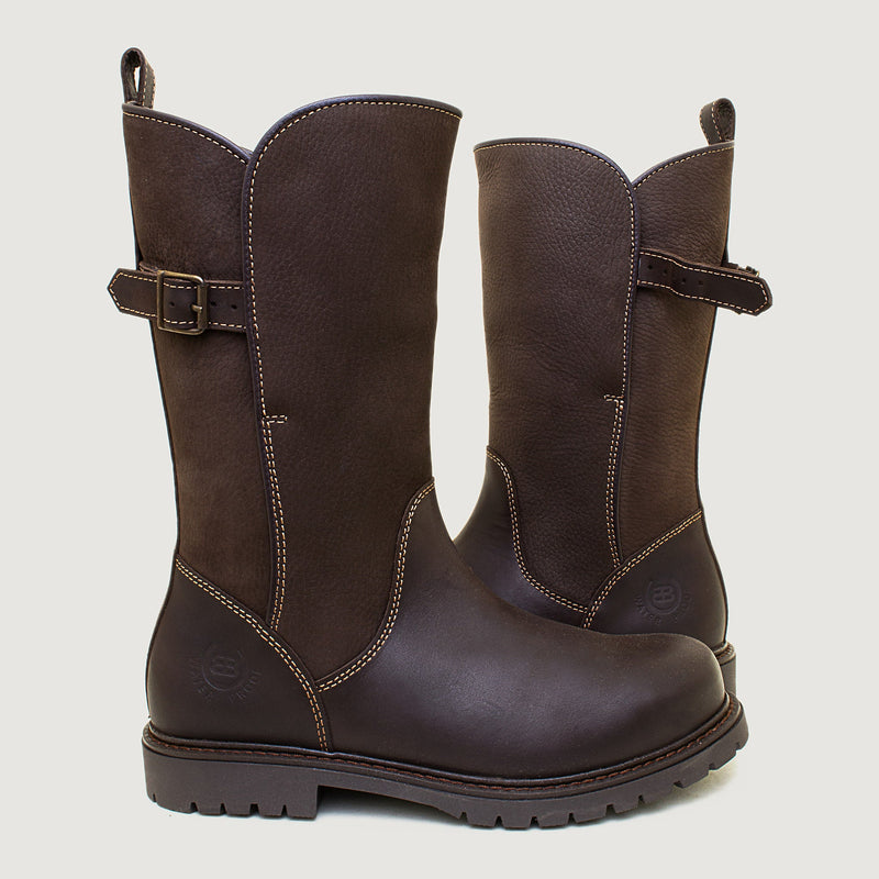 Quebec Waterproof Zip-up Wool Lined Boots - Brown