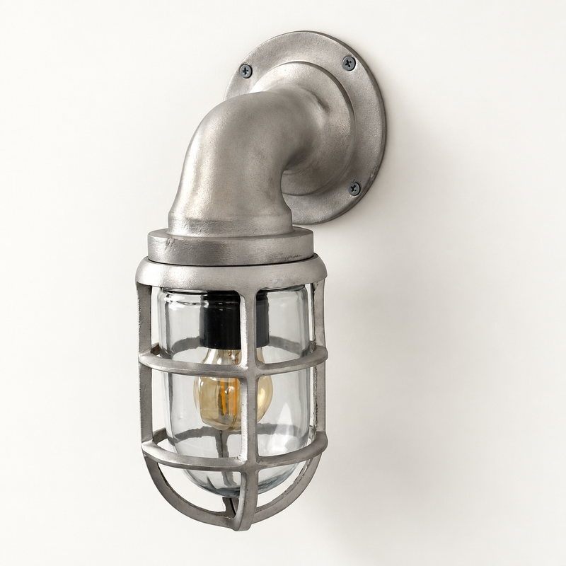 Beachamwell Raw Cast Swan Neck Wall Light - IP65