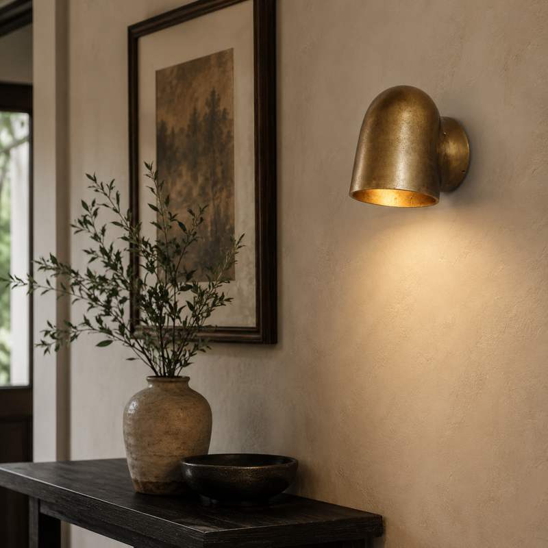 Hopton - Anitque Brass Mast Down Wall Light