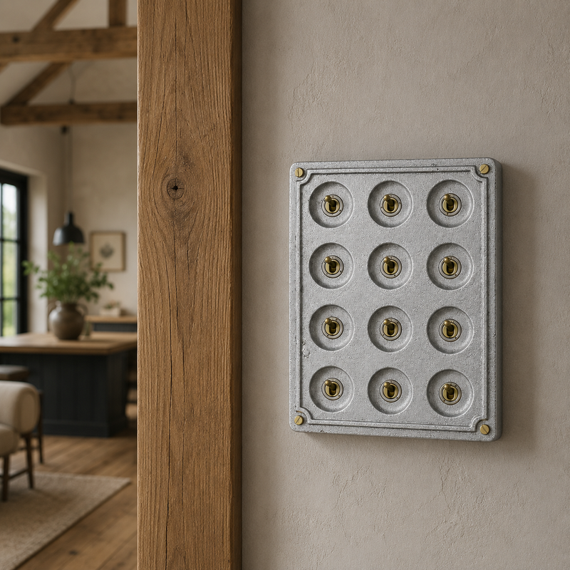 12 Gang 2 Way Solid Cast Metal Surface Mounting Conduit Light Switch Industrial - BS EN Approved Vintage Crabtree 1950’s Style