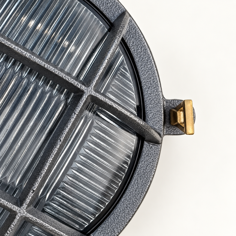 Wroxham Cast Pewter Caged Bulkhead Wall or Ceiling Light - IP65