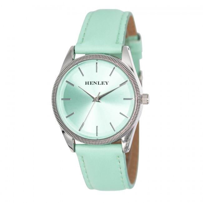 Henley Ladies Colourful Round Shape Pink Soft Faux Leather Strap Watch Green H06186.11