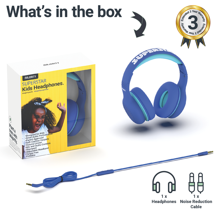 MAJORITY SUPERSTAR KIDS HEADPHONES BLUE