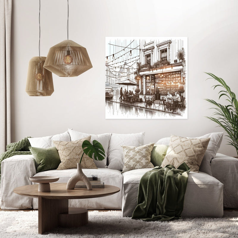 Rainy Day Café Canvas