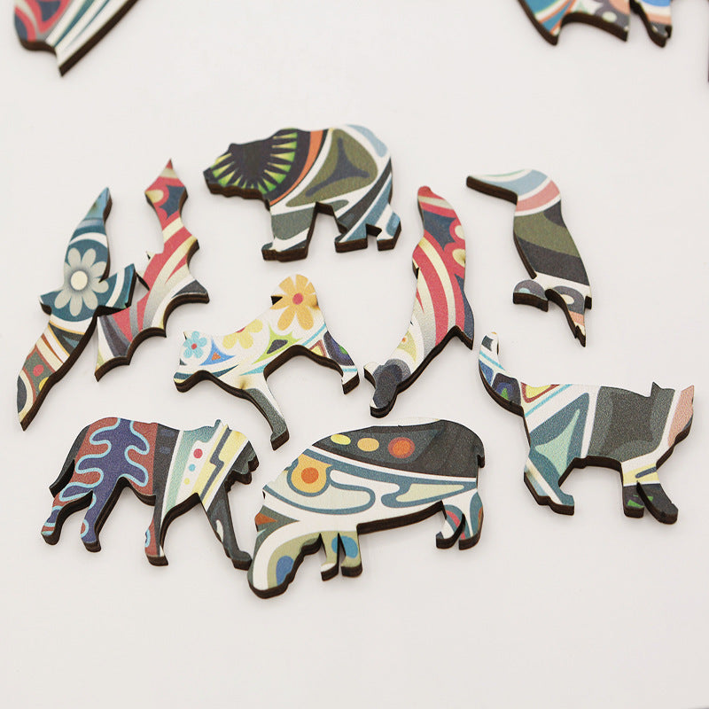Flower Face Cat Irregular Wooden Puzzle Flat Area Wood