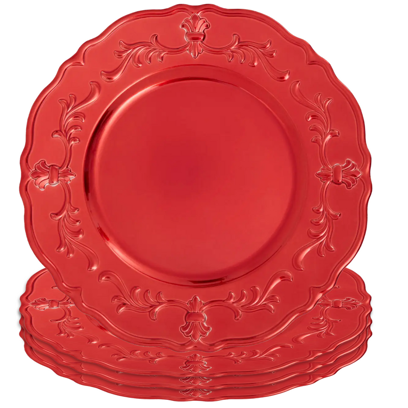 Red Baroque Charger Plate | Dia