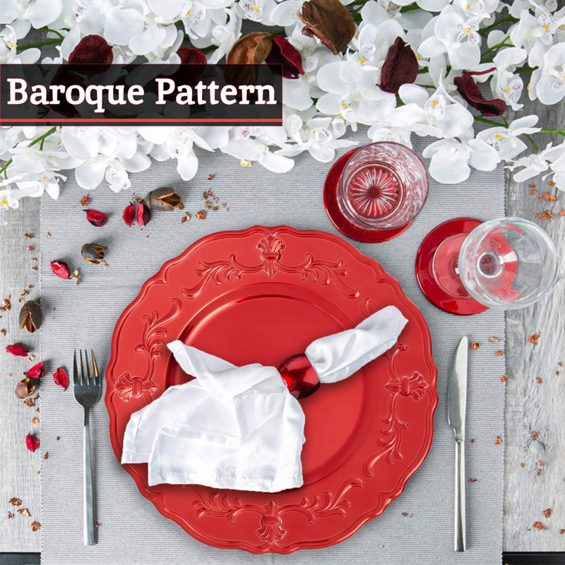Red Baroque Charger Plate | Dia