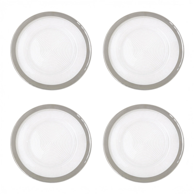 Ida Set of Four 33cm Dia Embossed Charger Plates with Silver Rim