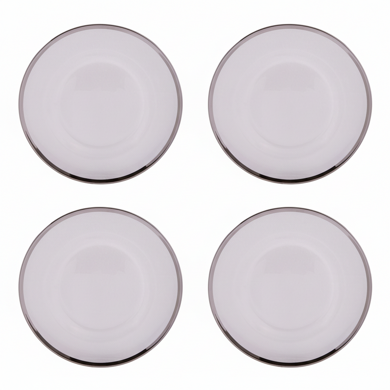 Ida Set of Four 33cm Dia Plain Charger Plates with Silver Rims